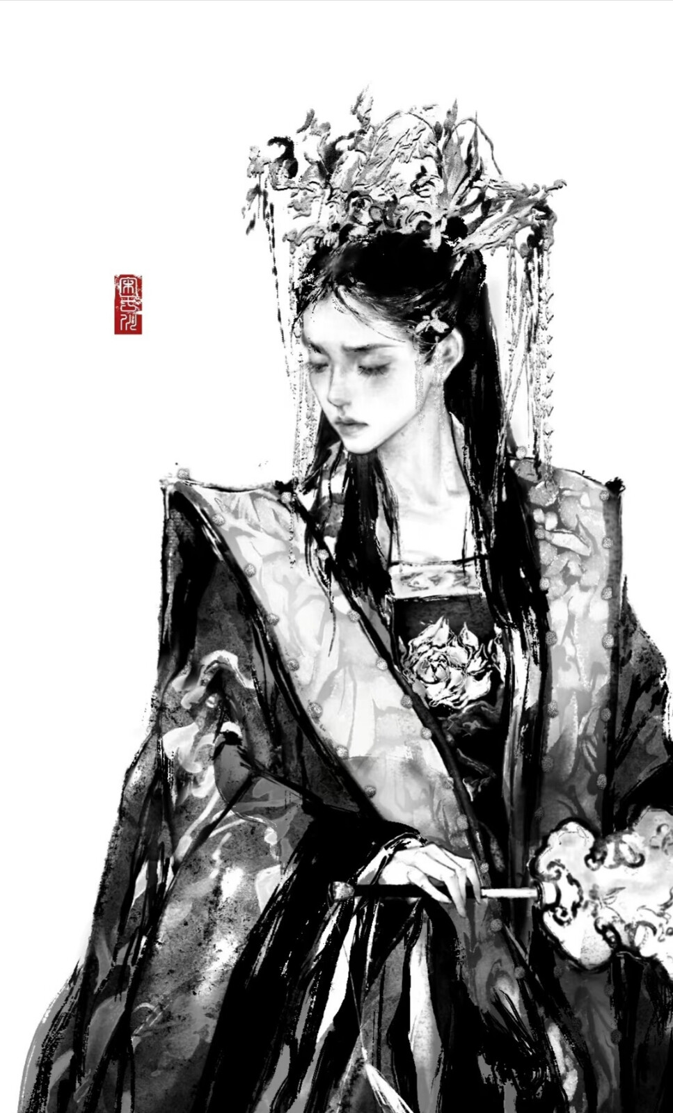 古风女 水墨色彩（画师不详 出处不详 侵权删）