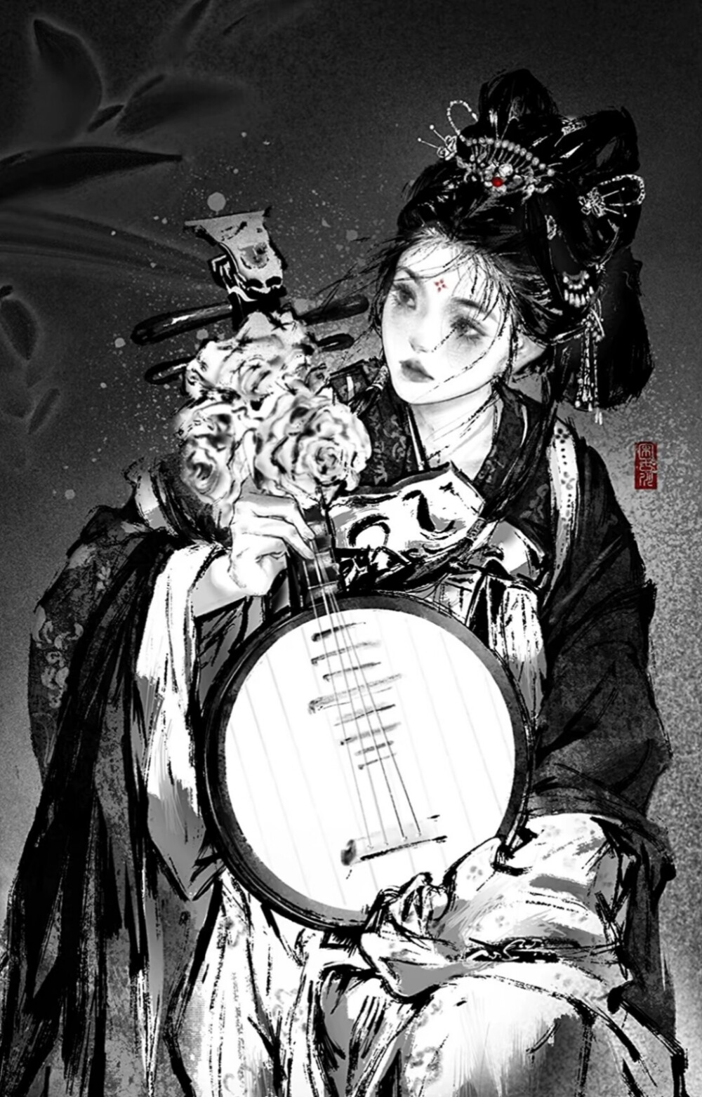 古风女 水墨色彩（画师不详 出处不详 侵权删）