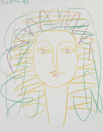 毕加索创作铅笔画《女性肖像（弗朗索瓦丝）》/ 曾在佳士得以约合人民币437万元成交