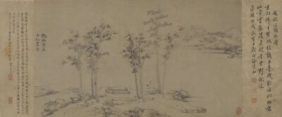 倪瓒《鹤林图卷》，纸本水墨，30.5×54cm，元，中国美术馆藏