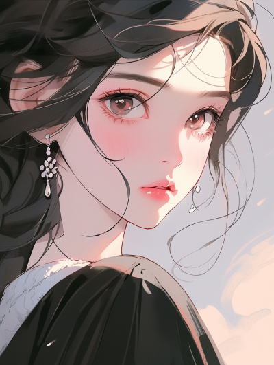 美丽的少女 | 平面插画风格