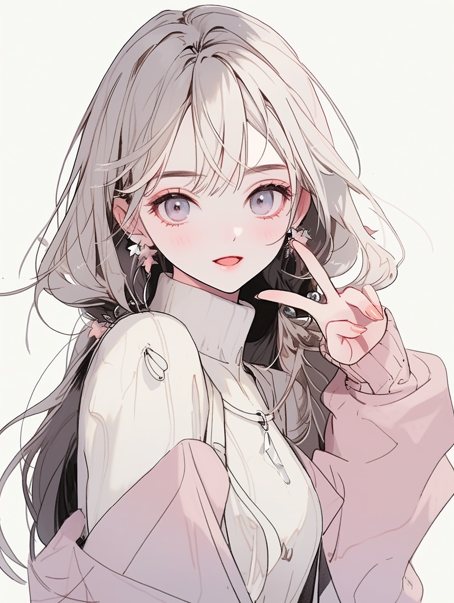 活力少女快乐的v字手势