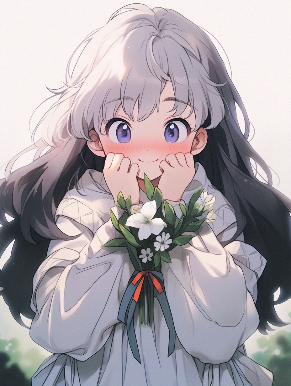 甜美少女双手v手势