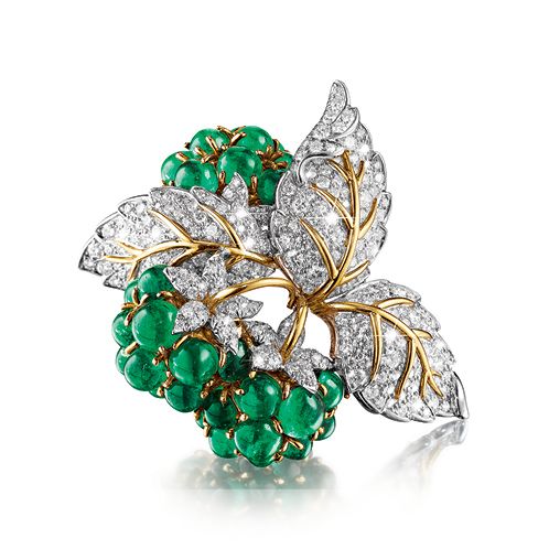 Verdura 佛杜拉 祖母绿胸针 覆盆子 树莓 黄金 白金 Raspberry Brooch 1960s