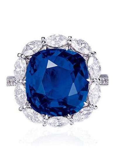 10.28克拉枕形缅甸「皇家蓝」蓝宝石戒指