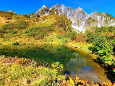 日本 長野県 北アルプス 中部山岳国立公園 奥又白池 穂高岳 霞沢岳