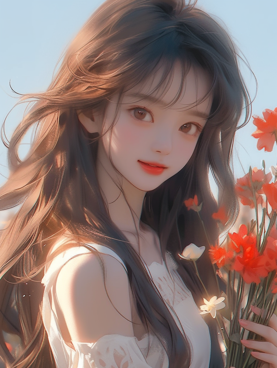 插画风 | 赏花少女