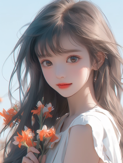 插画风 | 赏花少女