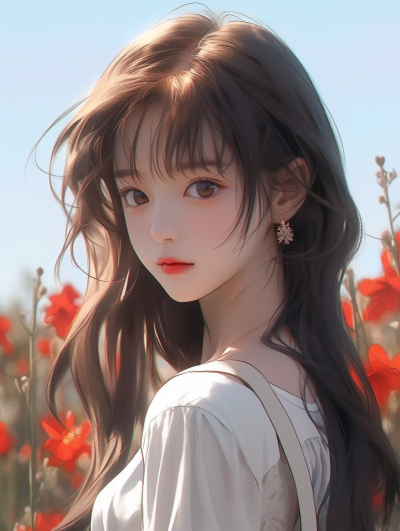 插画风 | 赏花少女