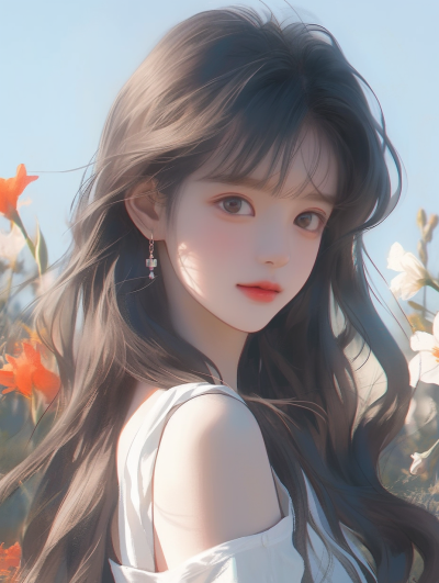 插画风 | 赏花少女