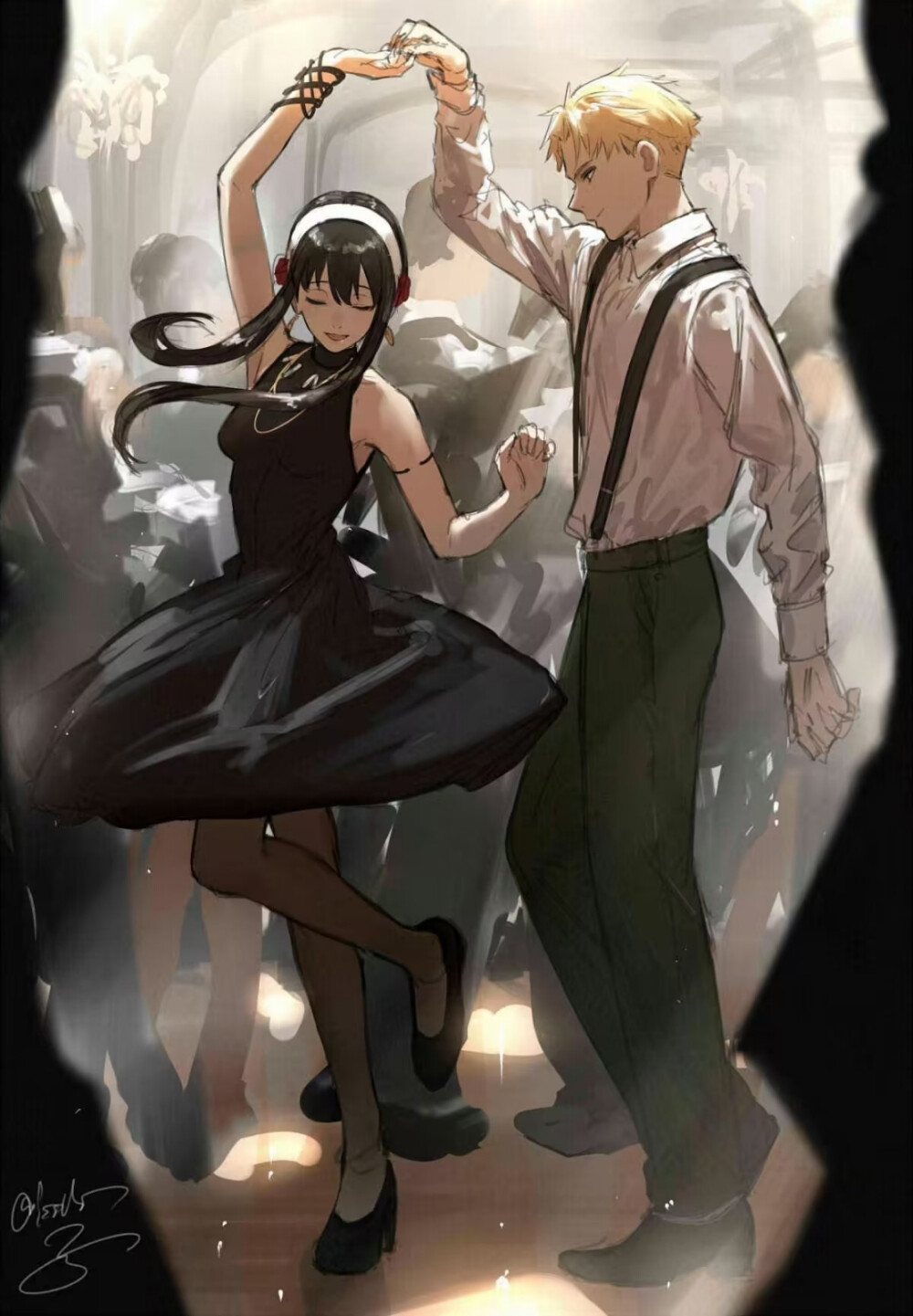 #间谍过家家# 舞蹈中的约尔&黄昏
画师：issikiiiiiii 