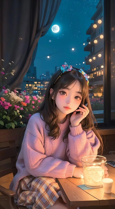 夜晚女孩