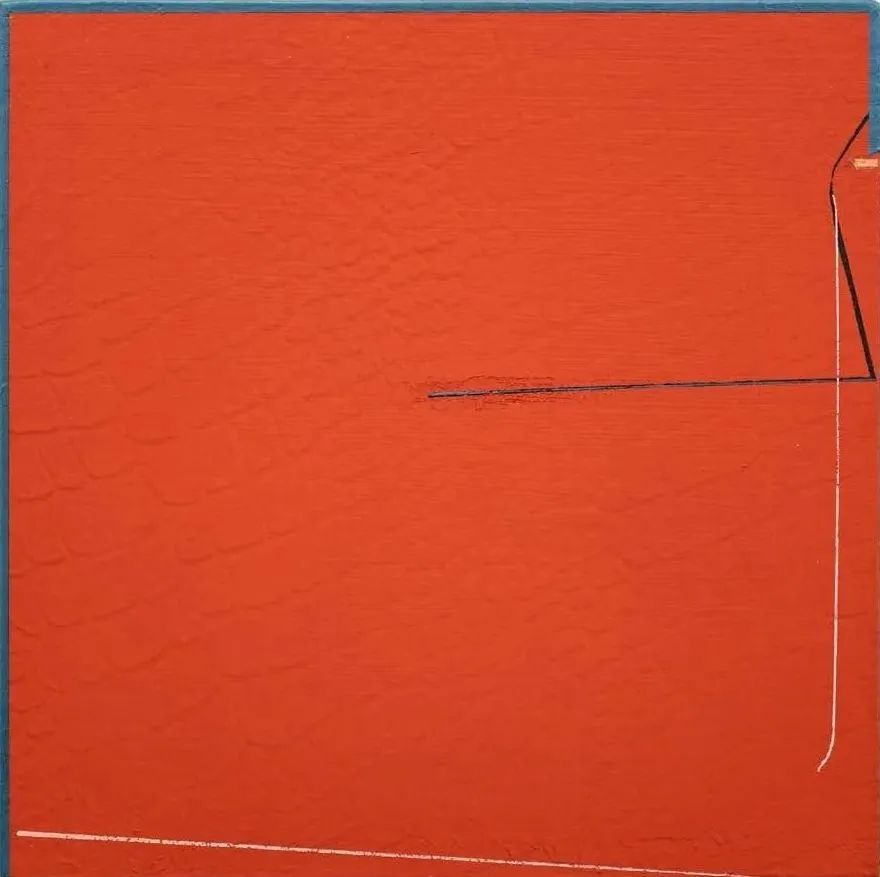 钱佳华《虾红》，布面丙烯，25×25cm，2022年，图片：艺术家及SGA沪申画廊