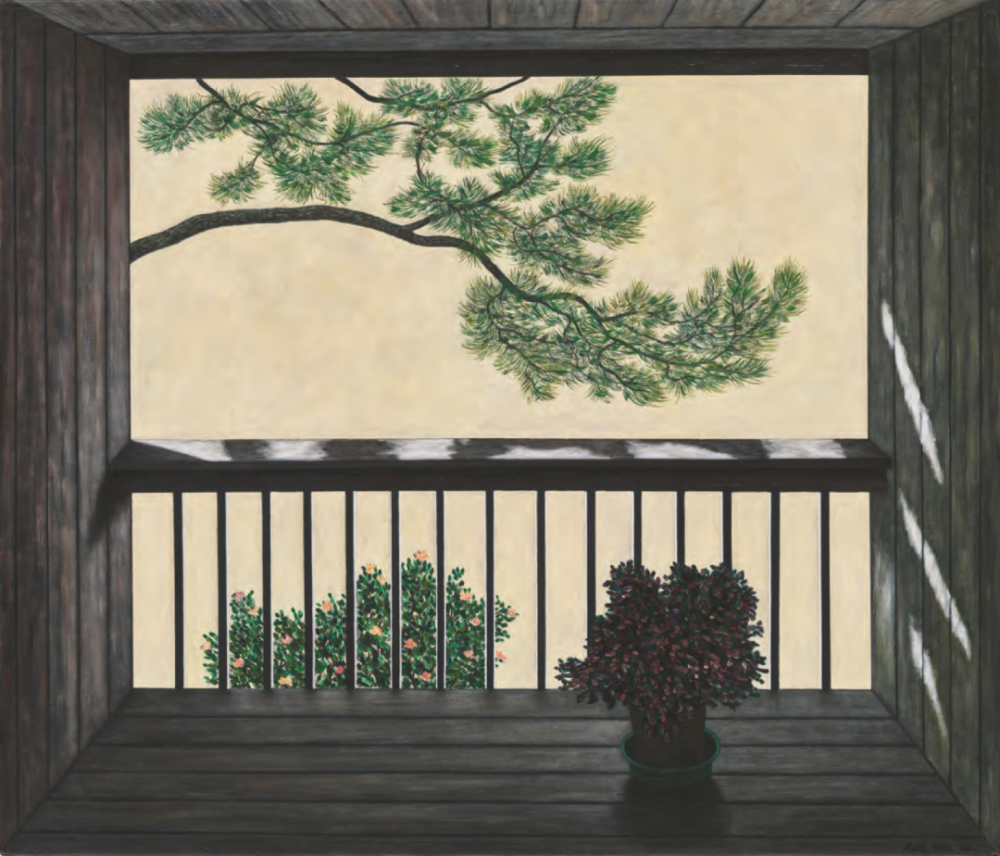 斯科特·卡恩《阳台松树》，布面油彩，61×71.1cm，2002年，估价：80万-120万港元