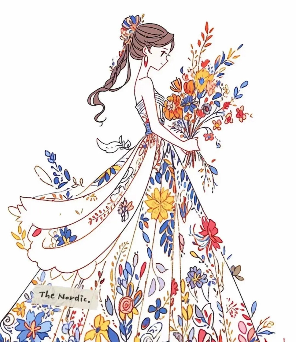 简约水彩人物插画作品