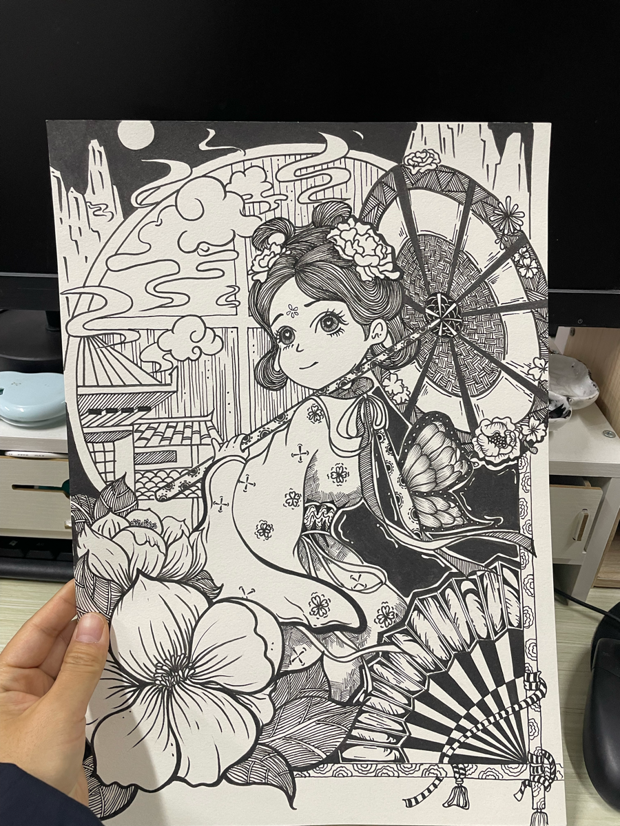 黑白线描画