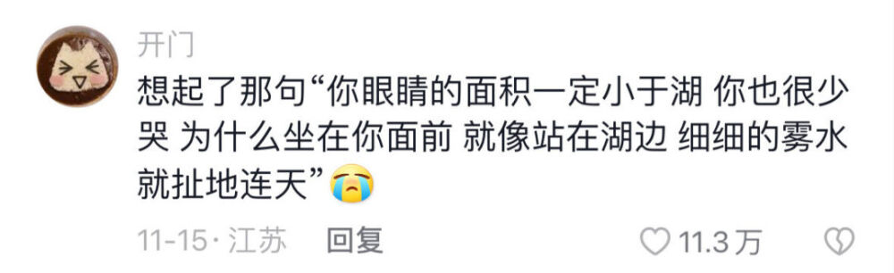 “你眼睛的面积一定小于湖，你也很少哭 为什么坐在你面前 就像站在湖边 细细的雾水就扯地连天”