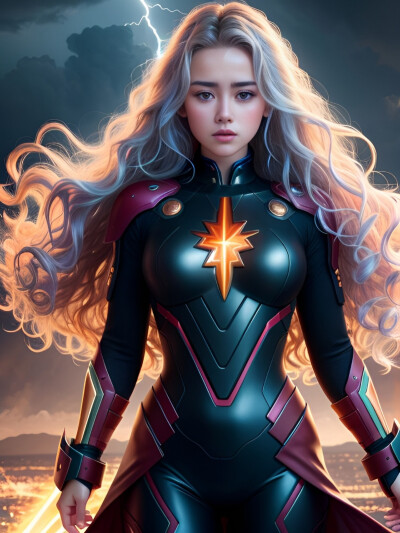 AI绘画：英姿飒爽的超级女英雄