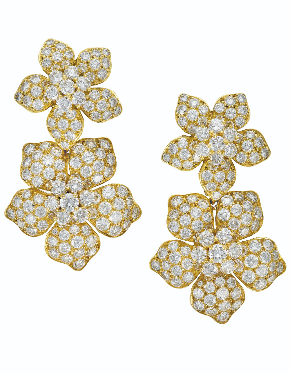 vancleefarpels梵克雅宝钻石耳环圆形切割钻石18k金可拆卸吊坠175英寸