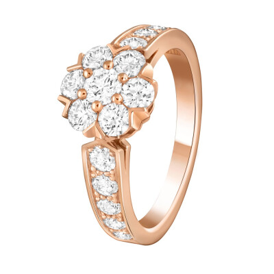  Van Cleef & Arpels 梵克雅宝 「Fleurette」系列延续钻石花簇的经典元素 玫瑰金戒指 镶嵌17颗总重1.22ct圆形明亮式切割钻石