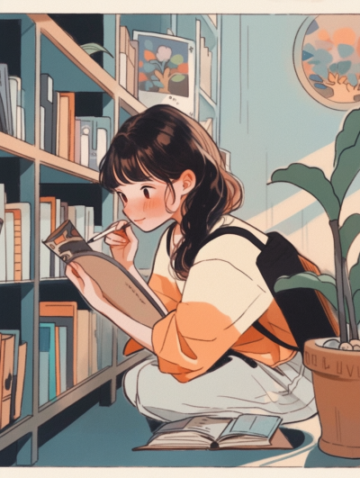 快照美学 | 书柜前的阅读