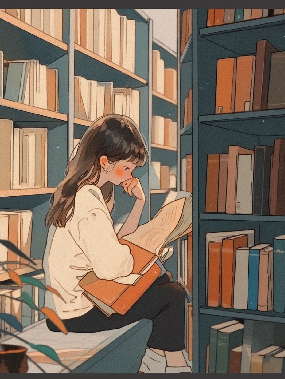 快照美学 | 书柜前的阅读