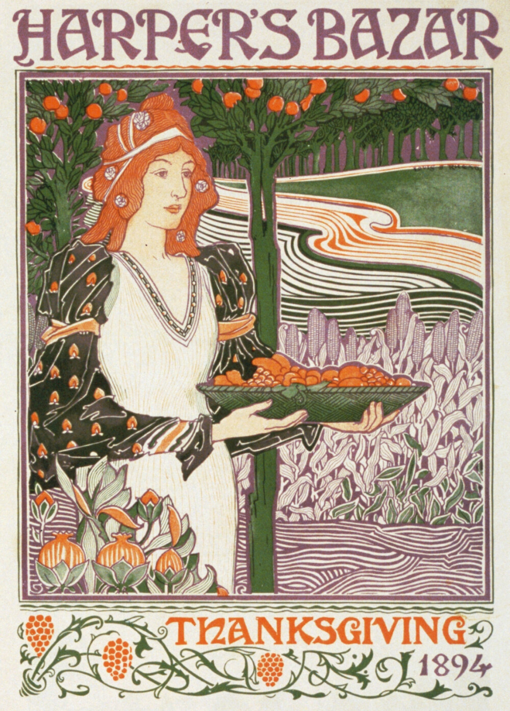 英国艺术家路易斯·拉赫德（Louis Rhead，1857-1926）的新艺术风格海报设计。路易斯出生于英国斯塔福德郡，自小便表现出了极强的艺术天分，13岁时到法国巴黎学习，在19世纪末的海报热潮期间，路易斯设计了很多海报及封面，他的作品充分表现了新艺术蜿蜒灵动的风格，并赢得了1895年的美国最佳海报设计金奖。