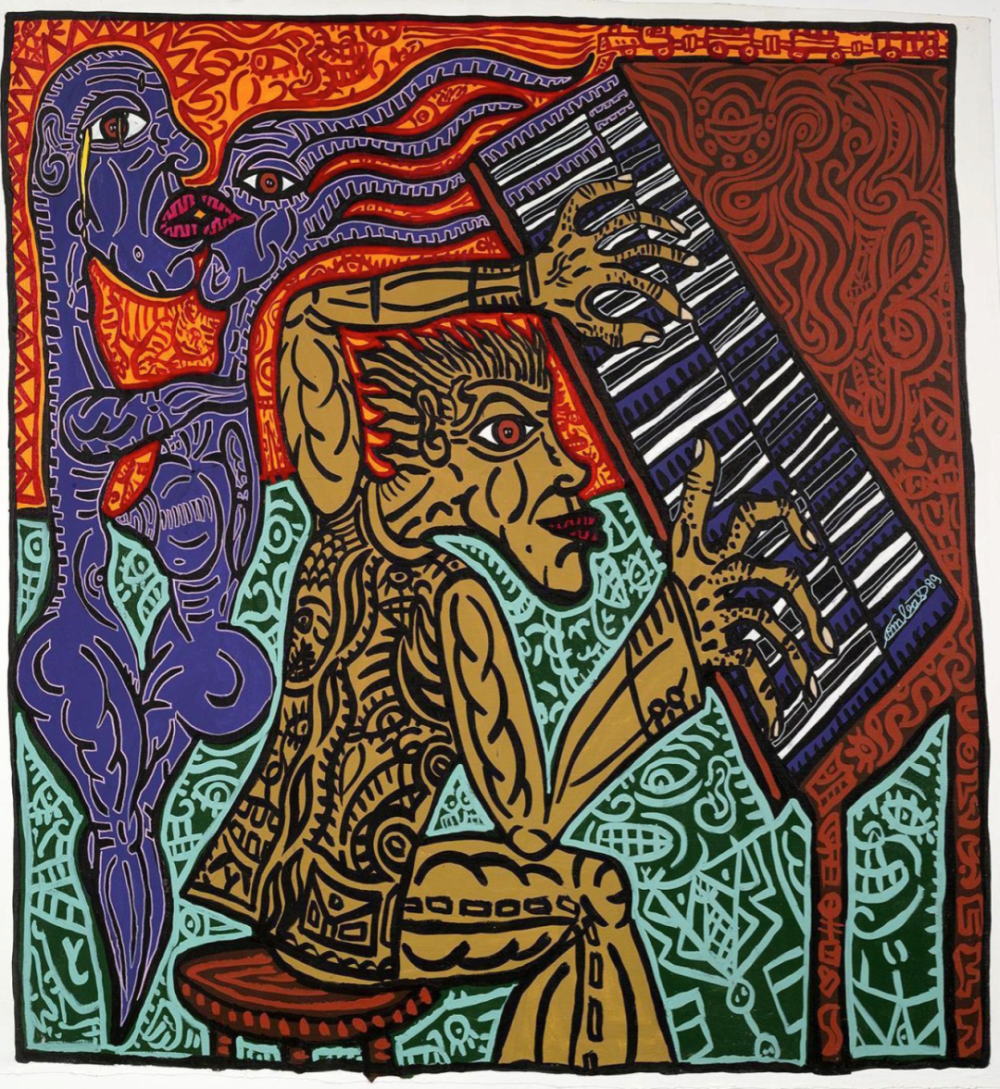 罗伯特·孔巴斯《Le Pianiste》，布面亚克力，145×138cm，1989年