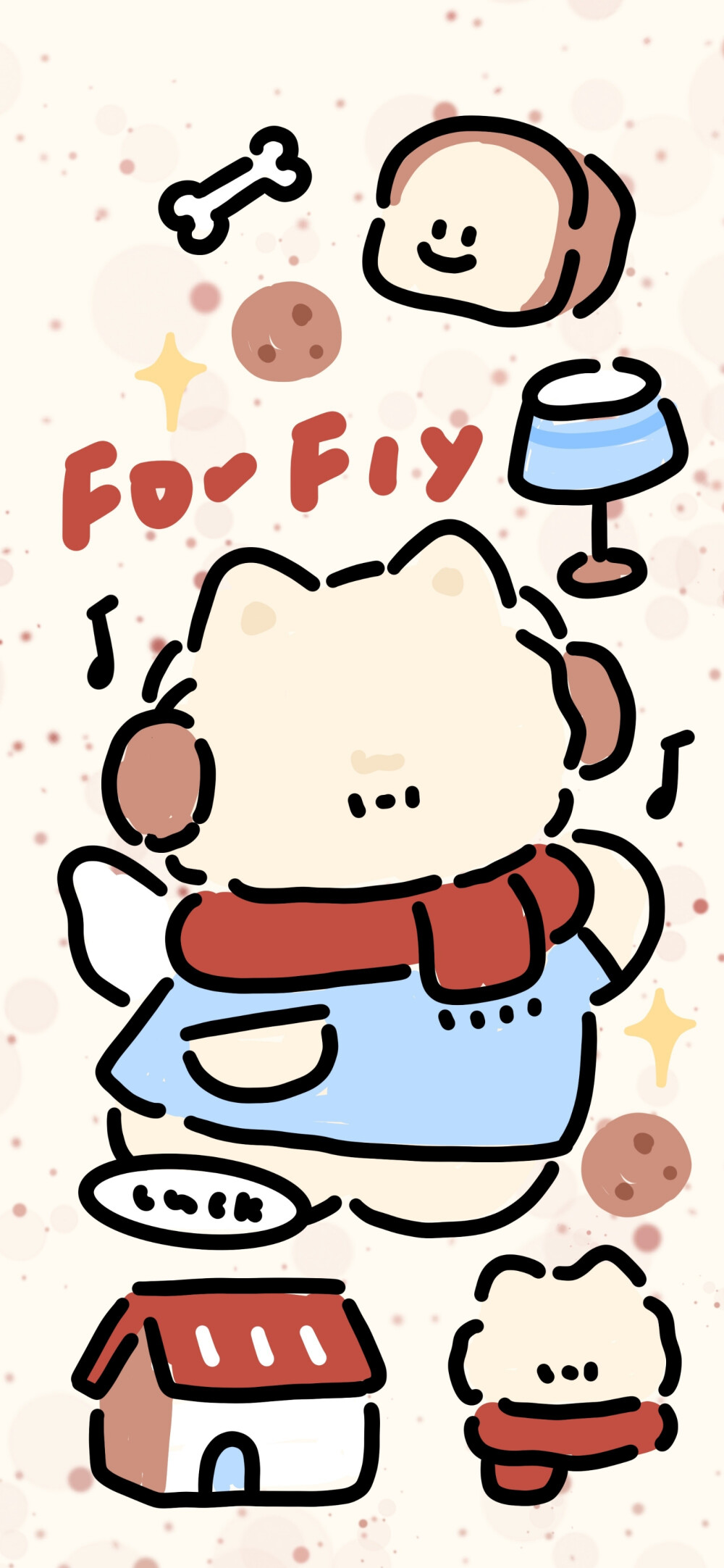 新年涂鸦ins风小动物壁纸