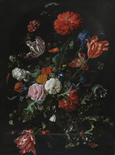 17世纪荷兰艺术家扬.戴维兹.德.海姆（Jan Davidsz. de Heem，约1606-1684）的花卉与静物。作为荷兰及弗拉芒巴洛克绘画流派的代表画家，简.戴维兹的花卉静物画有着鲜亮的色泽、丰富的色彩、细节及明暗对比，除了花卉…