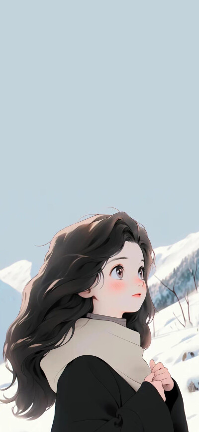 雪人与少女壁纸