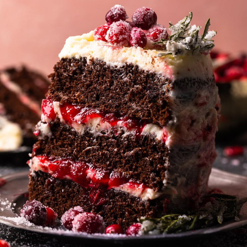 巧克力蛋糕蔓越莓马斯卡彭糖霜圣诞蛋糕