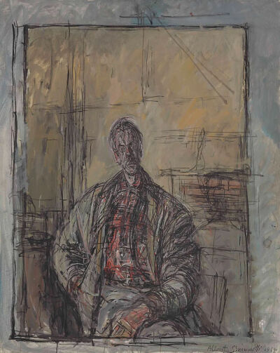 阿尔贝托·贾科梅蒂《Diego en chemise écossaise》，布面油画，81.1×64.9cm，1954年，2013年在佳士得以3264.5万美元成交，位居其绘画作品价格top1
