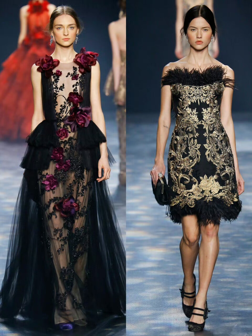 秀场回顾||Marchesa Fall 2015 • 十八世纪的玫瑰
cr.Bonjour（时尚大魔头 ​