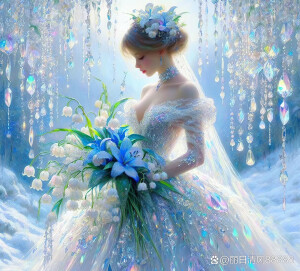 意境唯美的冰蓝婚纱艺术照