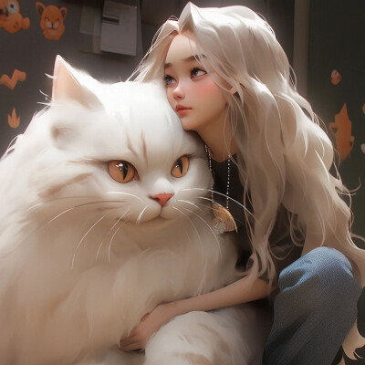 猫猫 狗狗 少女 女孩