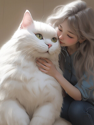 猫猫 狗狗 少女 女孩