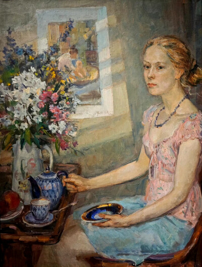 喝茶的女孩
瓦列里·列德涅夫
80cm×60cm
2000年