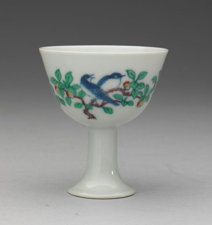 明 成化 斗彩花鸟纹高足杯台北故宫博物院藏 - 高清图片，堆糖，美图壁纸兴趣社区