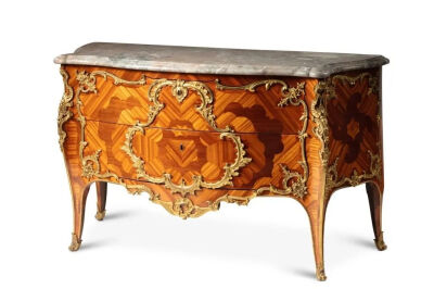 路易十五镀金青铜镶嵌橱柜，1750，BVRA，曾由休伯特收藏