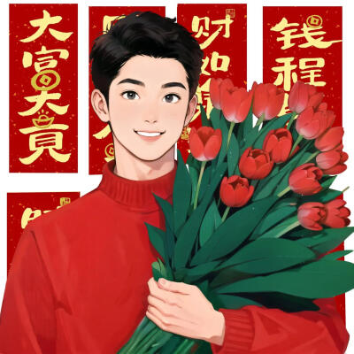 新年男生红色头像