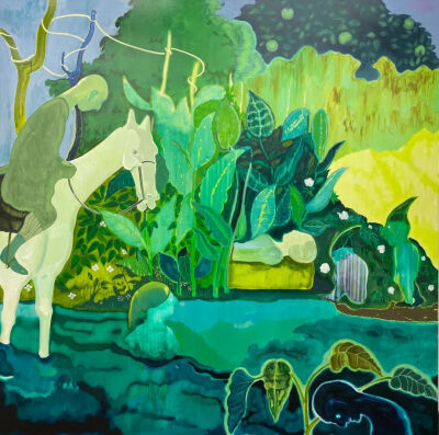 汪一《苹果树》，布面油画，200×200cm，2023年