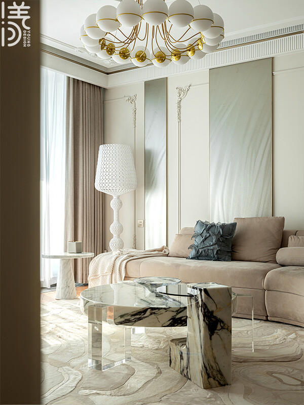 项目名称：海予流光
项目设计：深圳漾空间设计有限公司
软装实施：深圳漾空间设计有限公司
项目地点：深圳红树西岸
项目面积：147平
装修风格：轻法式