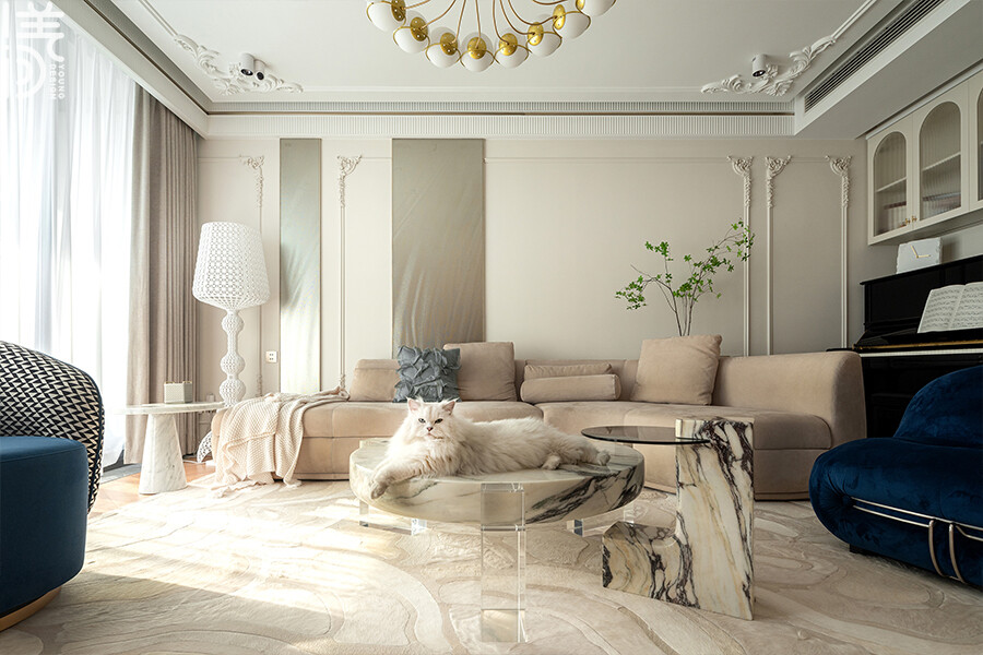 项目名称：海予流光
项目设计：深圳漾空间设计有限公司
软装实施：深圳漾空间设计有限公司
项目地点：深圳红树西岸
项目面积：147平
装修风格：轻法式