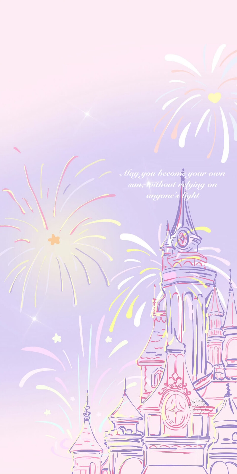 梦幻烟花和城堡少女心手机壁纸