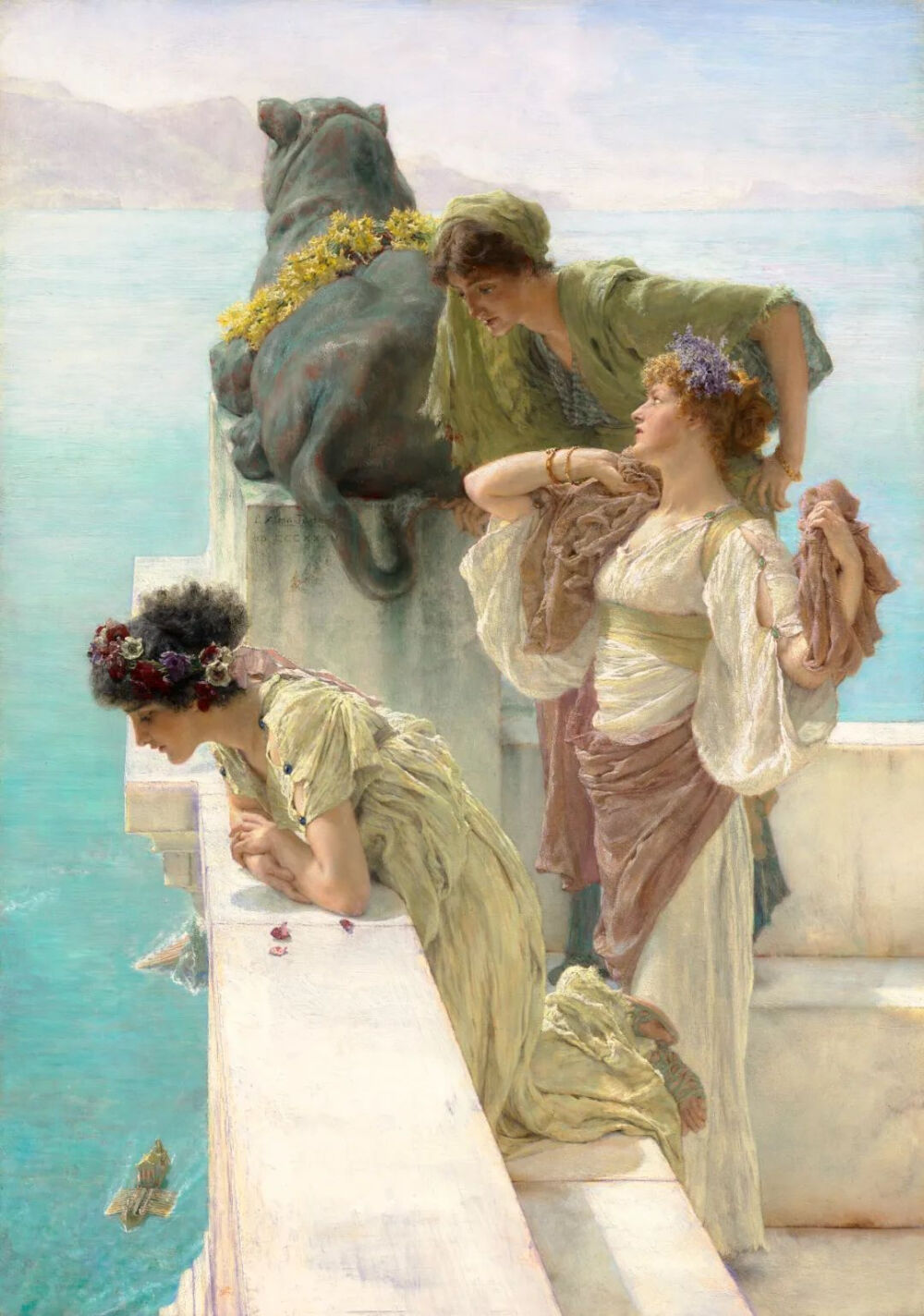 维多利亚时期荷兰及英国藉艺术家 Alma Tadema（塔德玛）的 A Coign of Vantage，以 7,068,000 美元（约合人民币 50,366,568 元）高价落槌，此幅作品绘于 1895 年。作品名称字面意即“观察的最佳位置”，正如画中描绘的三位贵族女性倚靠于露台的最佳位置俯看着海面景观。塔德玛作为一名古典题材画家，以描绘罗马帝国的奢华和颓废而闻名。