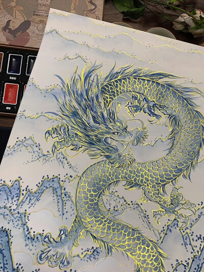 东方美学丨龙行大运
＃手绘＃国画＃壁纸＃龙年贺图