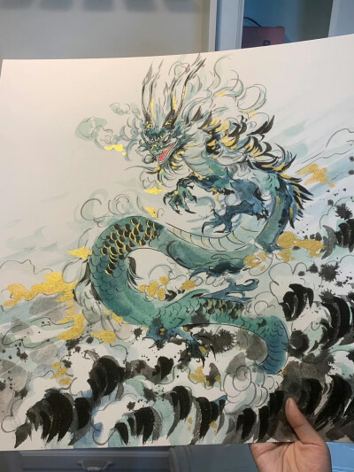 东方美学丨龙行大运
＃手绘＃国画＃壁纸＃龙年贺图