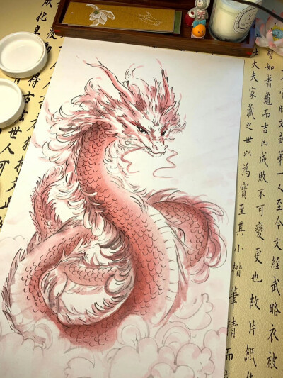 东方美学丨龙行大运
＃手绘＃国画＃壁纸＃龙年贺图
