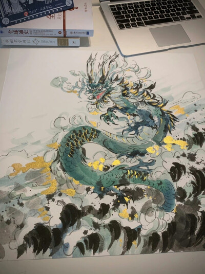 东方美学丨龙行大运
＃手绘＃国画＃壁纸＃龙年贺图